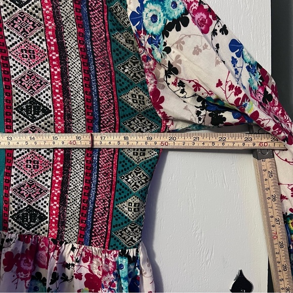 Umgee Multicolor Floral Lightweight 3/4 Sleeve Tunic Top Bohemian Floral Dress M - Picture 5 of 10